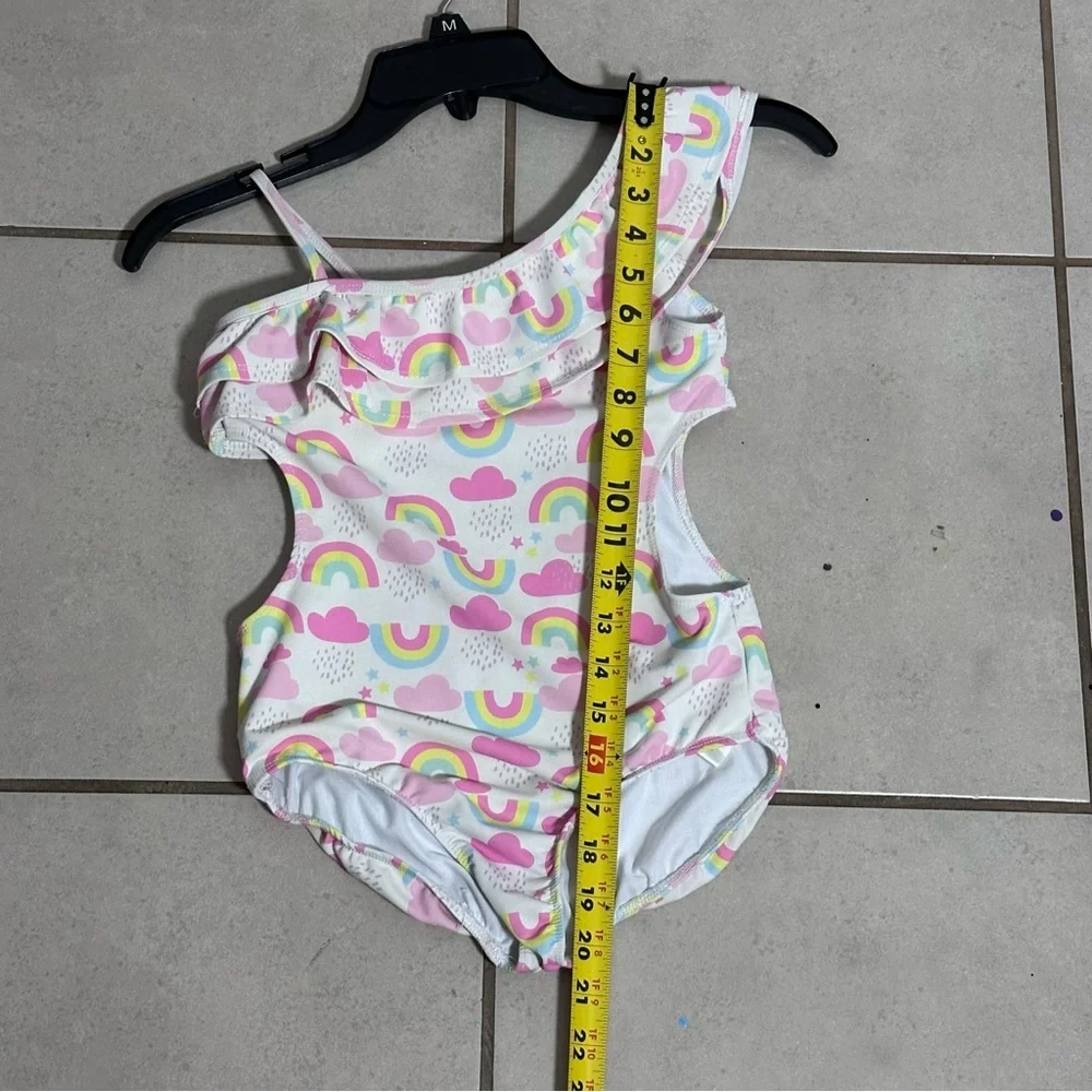 Young Hearts Kids Girl Pink One-Shoulder Swimsuit Rainbow Print size‎ 10